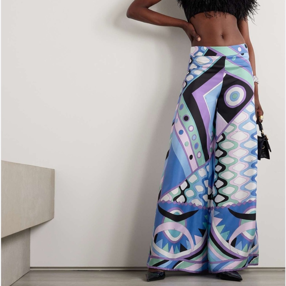 NWT PUCCI Vivara silk twill wide-leg pants Size 8